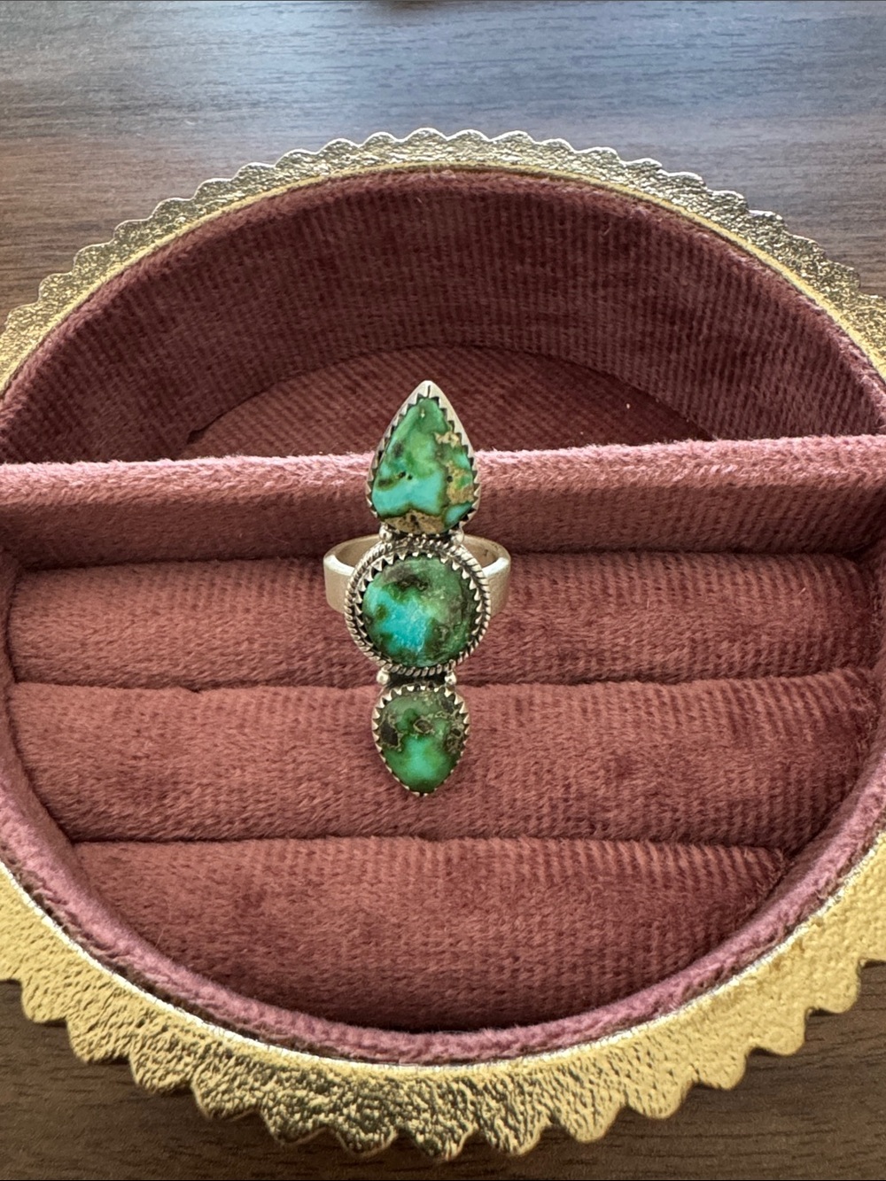 Sonoran gold Turquoise 925 Sterling silver crawler Ring